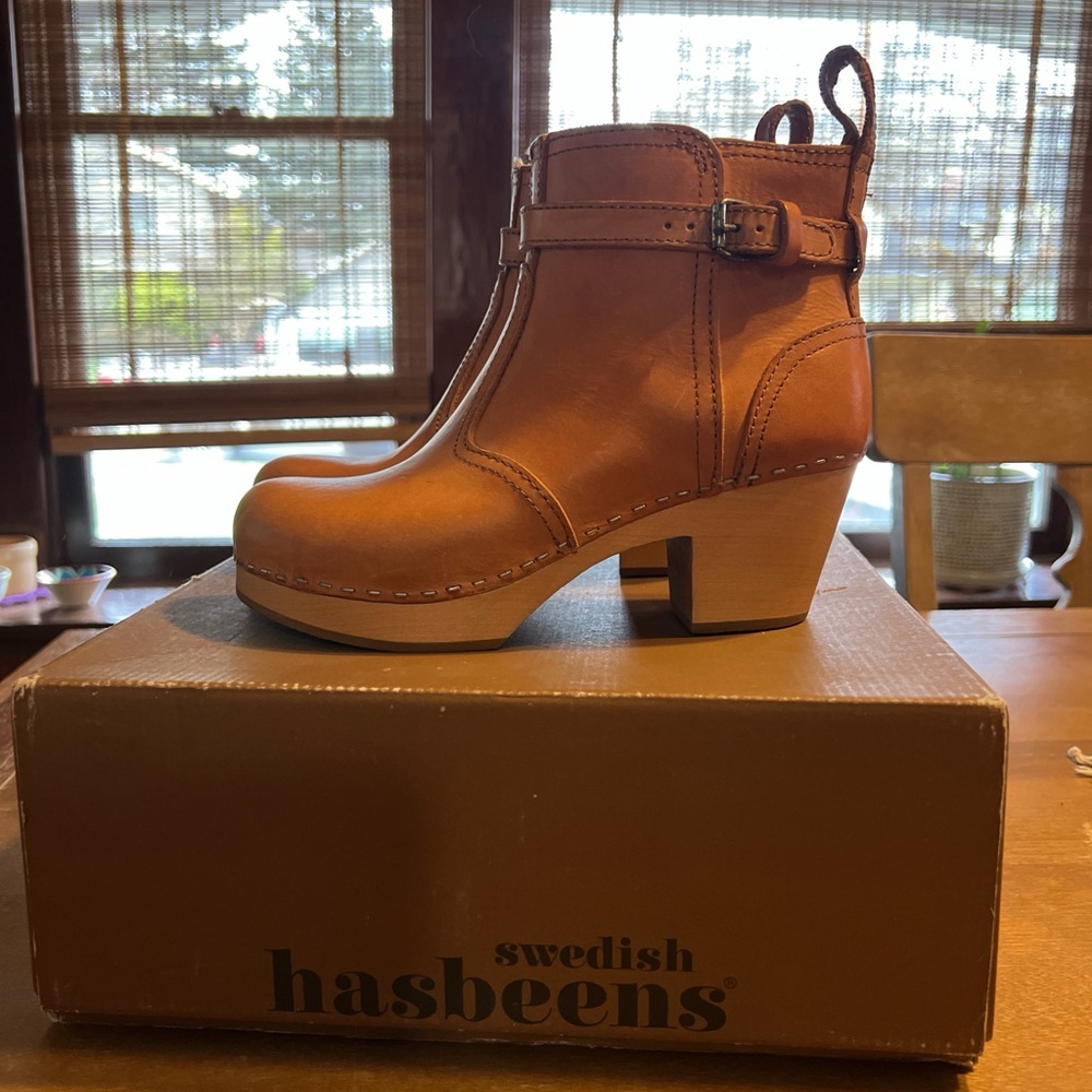 Swedish Hasbeens TOFFEL Jodhpur Women's Natural Leather Ankle Boots 36